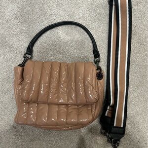 THINK ROYLN Tan and Black Quilted Shoulder Bag